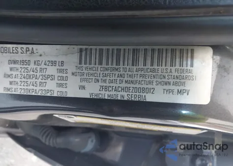 2014 Fiat 500L Lounge from USA, damaged, VIN ZFBCFACH0EZ008012